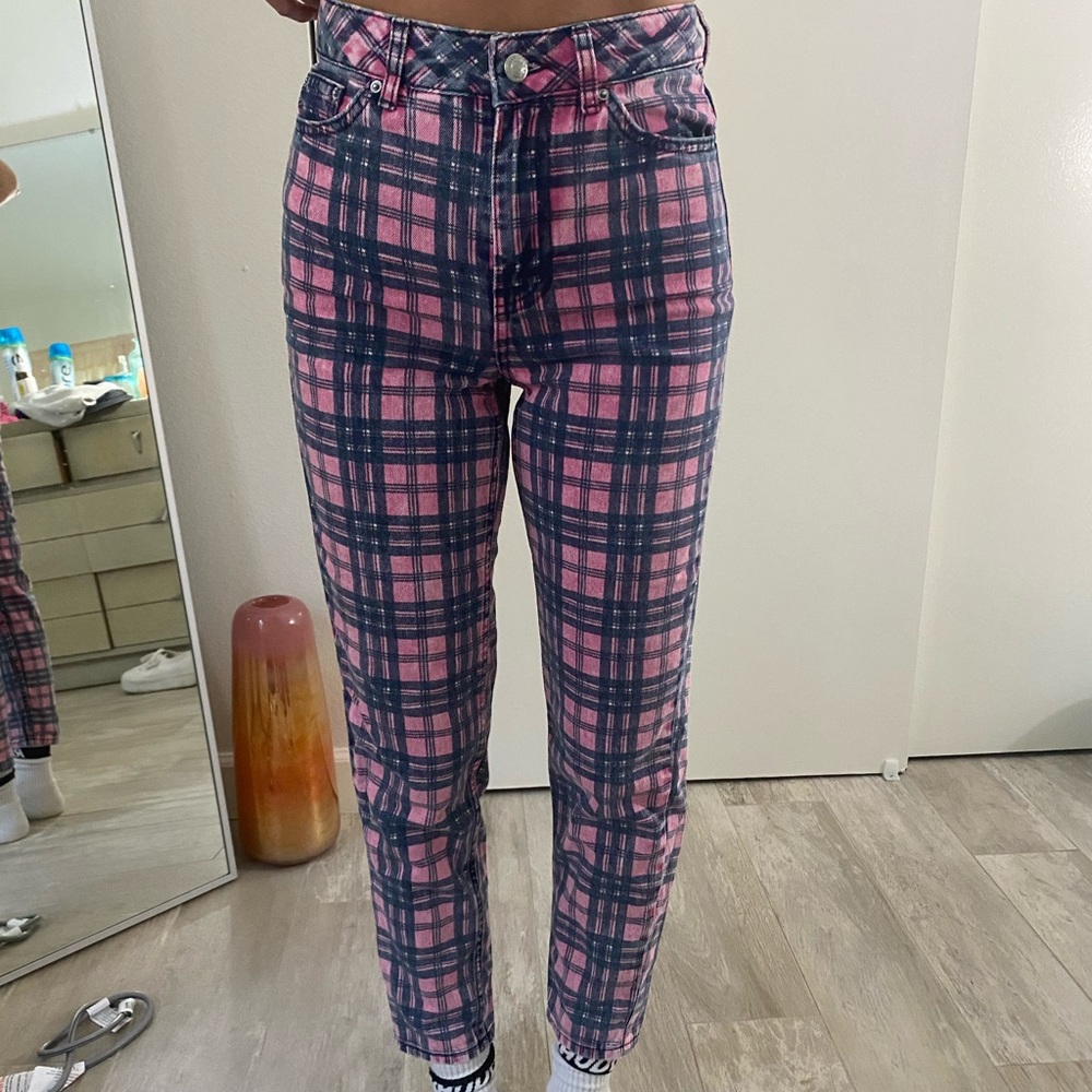 Topshop plaid jeans